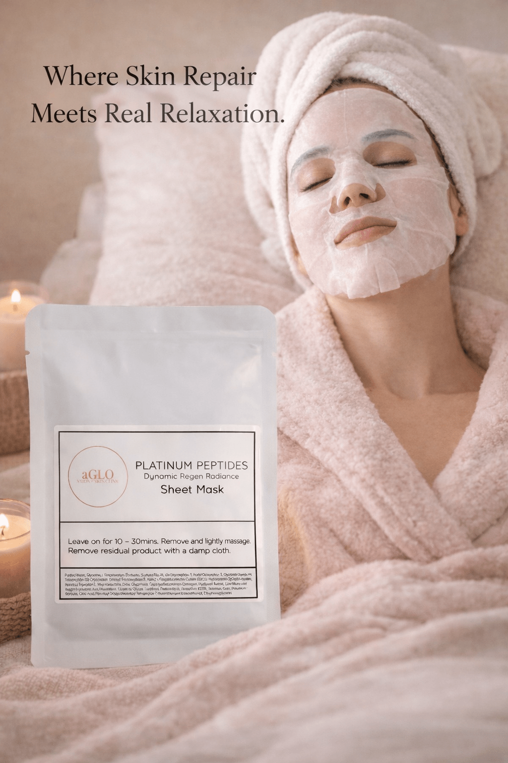 Platinum Peptides Clinical Regeneration Sheet Mask – Post Treatment Repair & Hydration Mask aGlo Skin Prescriptions aGlo Skin Prescriptions